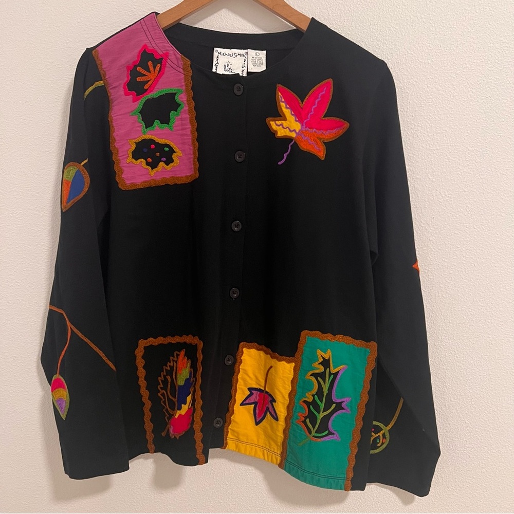 Michael Simon Embroidered Lite Fall Cardigan S